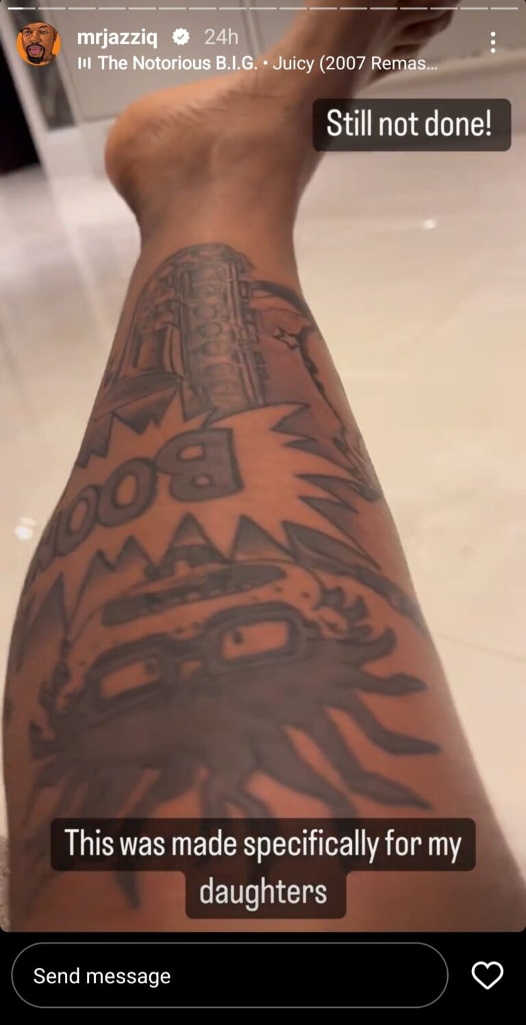 Pic! JazziQ Shows Off His Leg Tattoo - The Yanos Magazine